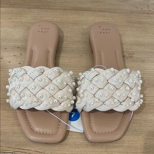 A New Day Cream Sandals with Woven Detailing